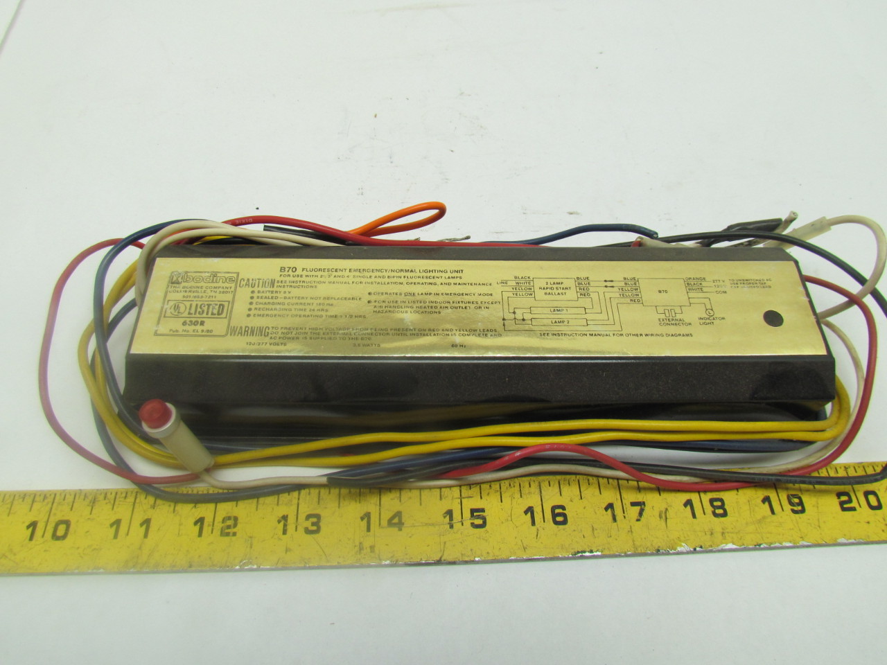 Bodine B70 630R Fluorescent Emergency/Normal Lighting Unit Ballast 120277V