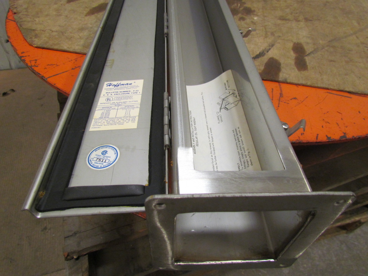 Hoffman F44W60SS Stainless Steel Straight Section Wireway 4"x4"x60