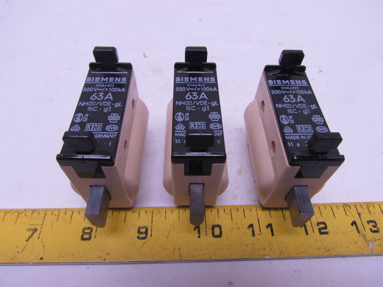 Siemens 3NA4822 HRC Fuse 63A 500V 100KA NH00/VDEgL Box of 3pcs 63 Amp