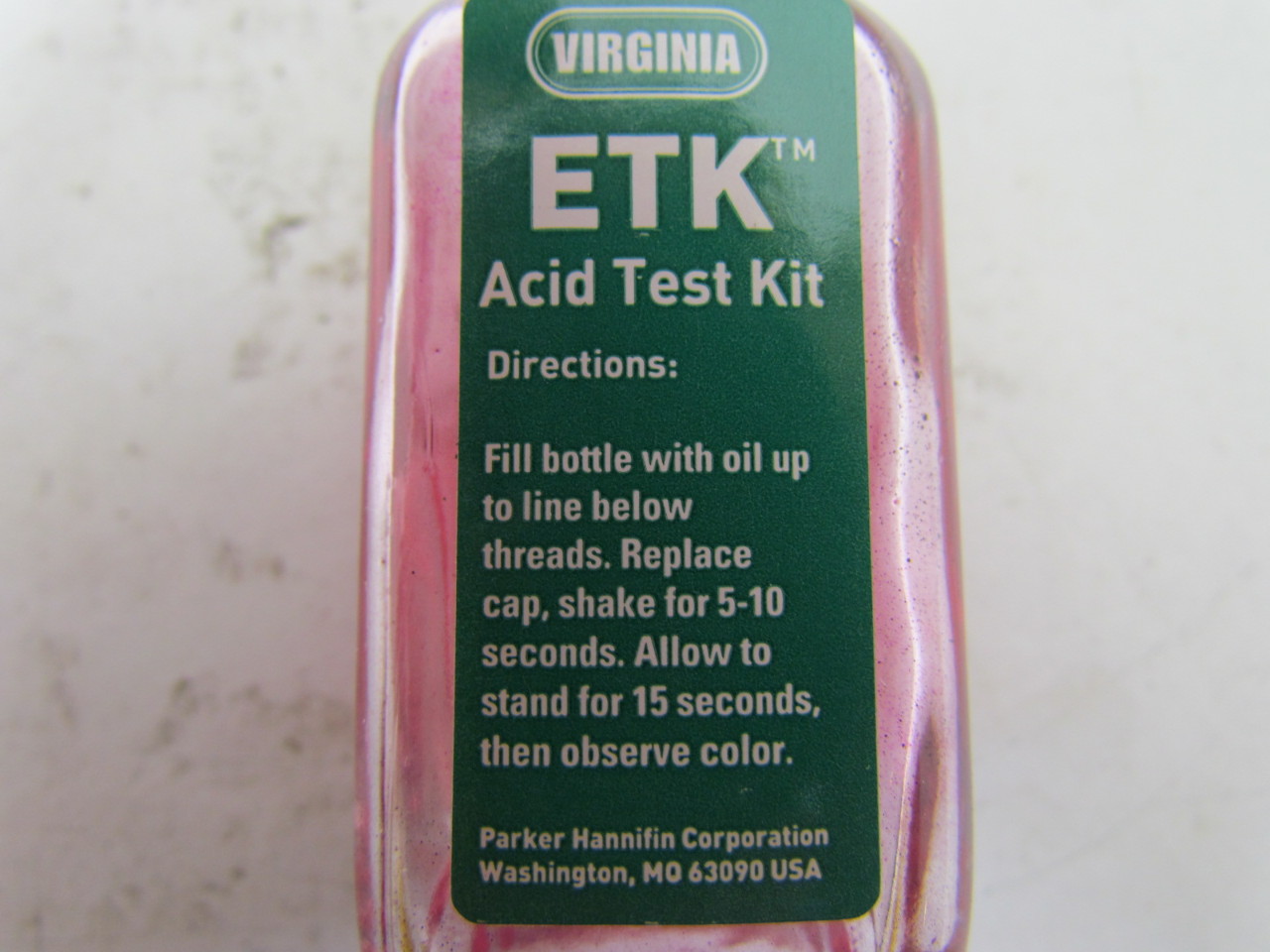 Parker ETK 475360 Acid Test Kit Polyolester Refrigeration Lubricants 1