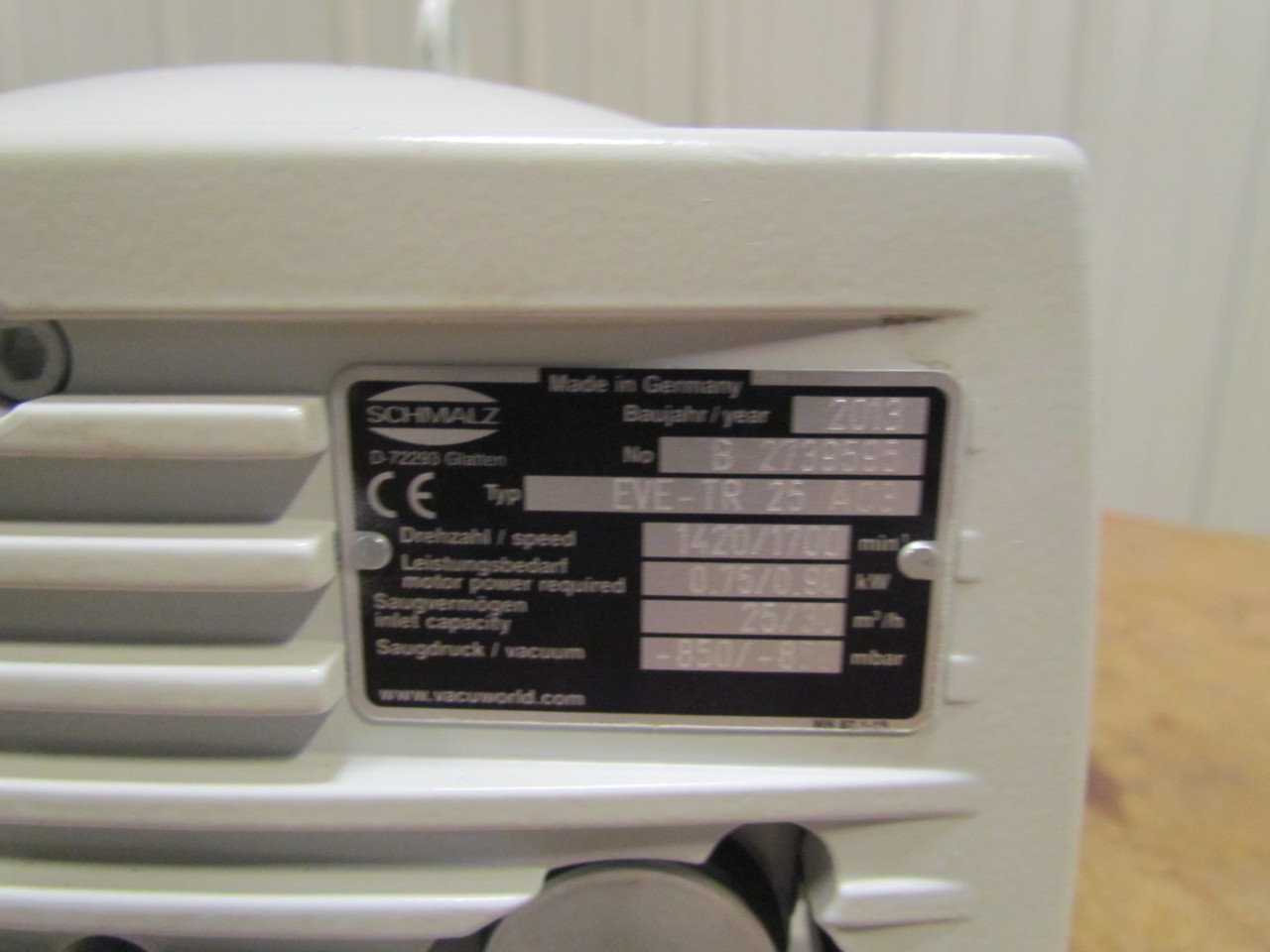 Schmalz EVETR 25 AC3 10.03.01.00141 DryRunning Vacuum Pump 1420/1700