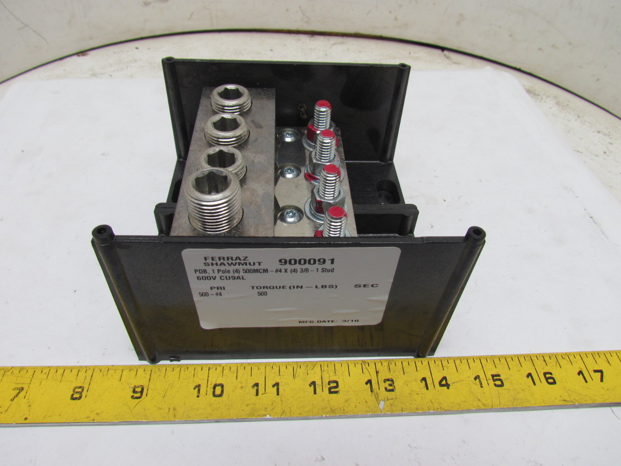 900091 Power Distribution Terminal Block 4-Wire 600V CU9AL 500MCM #4x3