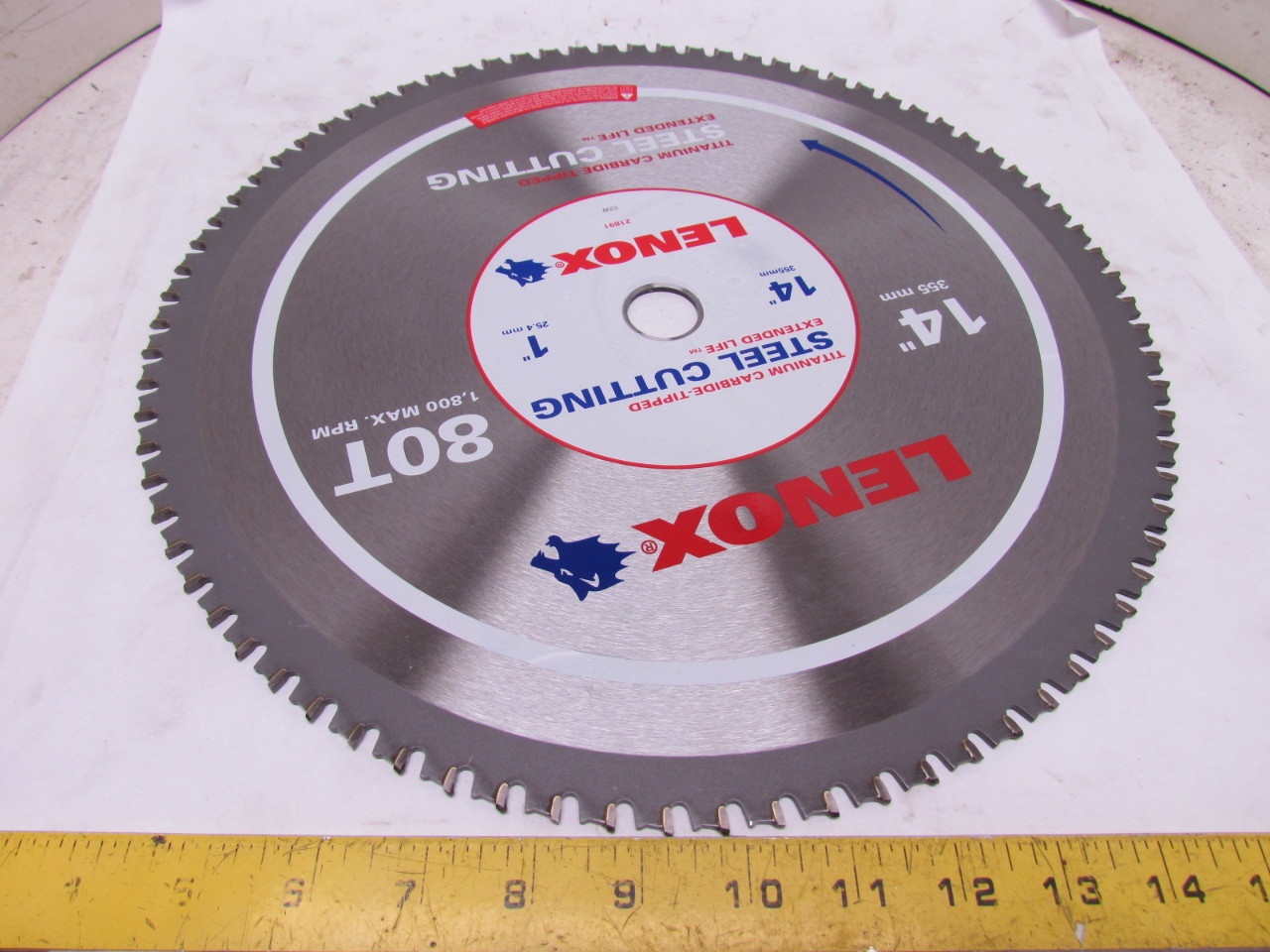 LENOX 21891 14" Titanium Tipped Carbide 1" Arbor 80T 1800rpm Circular