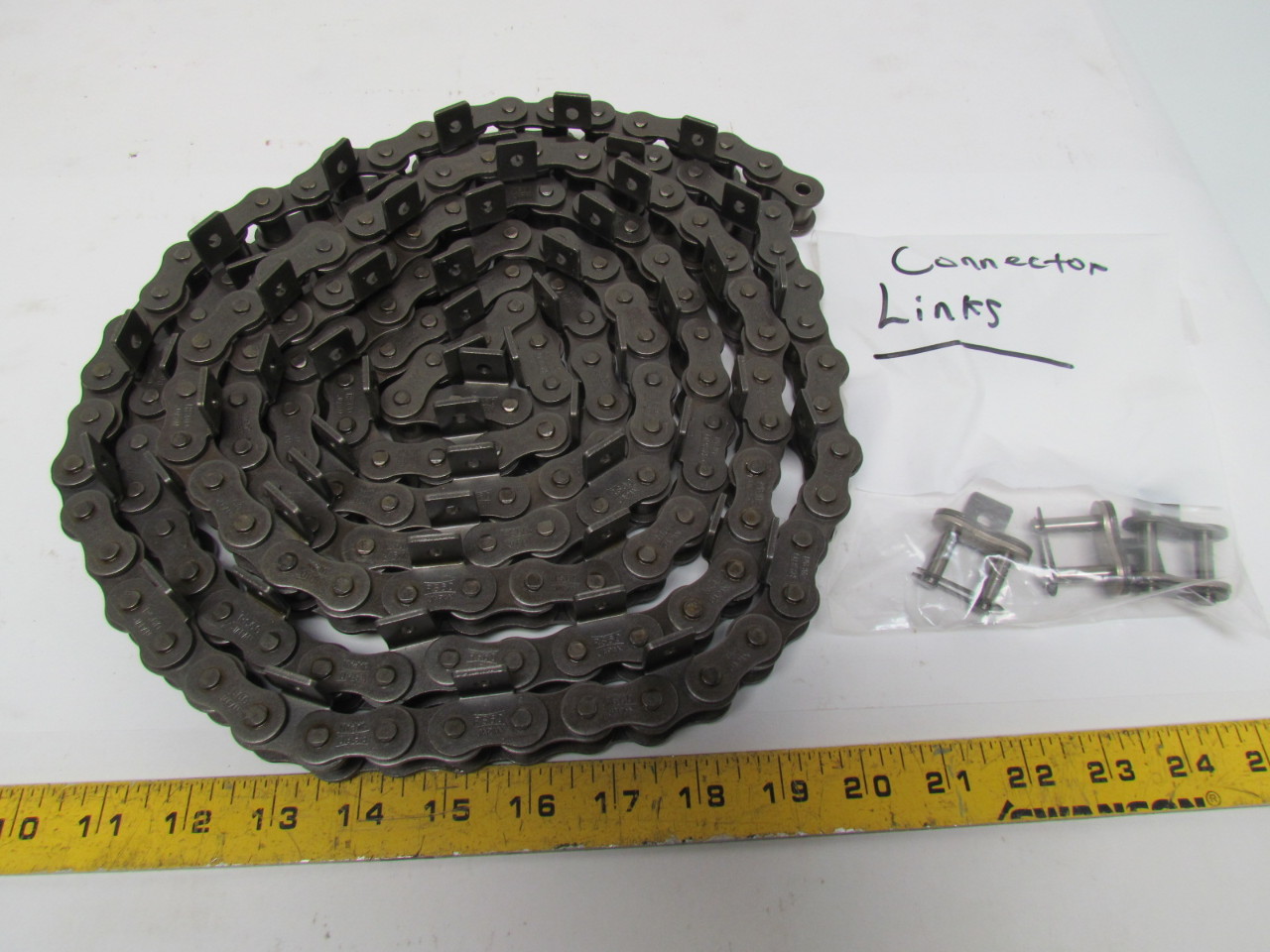 Tsubaki RS603LA1 No 60 Roller Chain 10' 9"L A1 Attachment Riveted