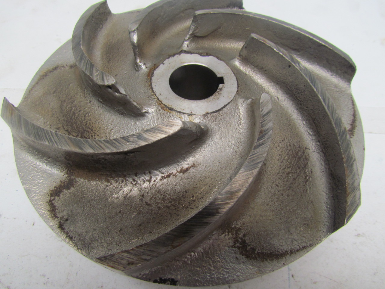 GUSHER D25015 Pump Impeller 6" Dia Stainless Steel 1" Keyed Center
