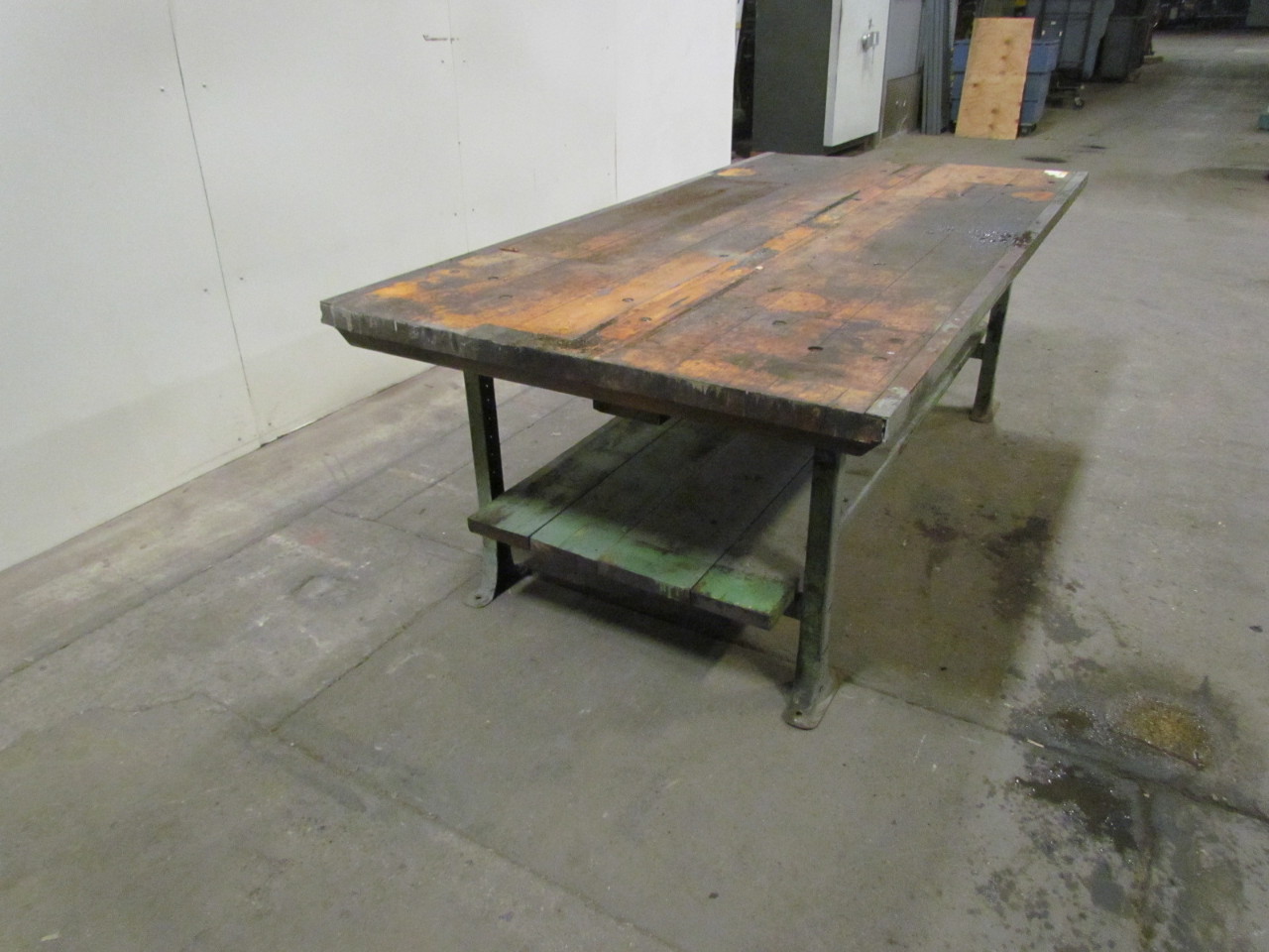 Vintage Industrial Work Bench From GE Plant 13/4"T Wood Top 49"Wx96"L