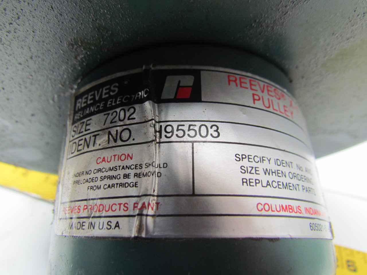 Reeves H95503 VariSpeed Motor Pulley Adjustable Speed Drive Size 7202