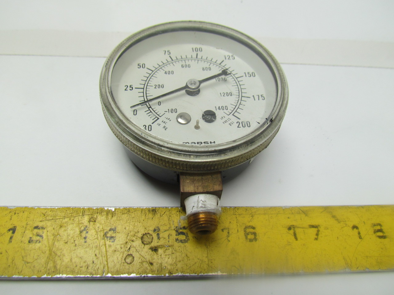 MARSH Combination Vacuum & Pressure Gauge 30 to 200PSI 3" Face