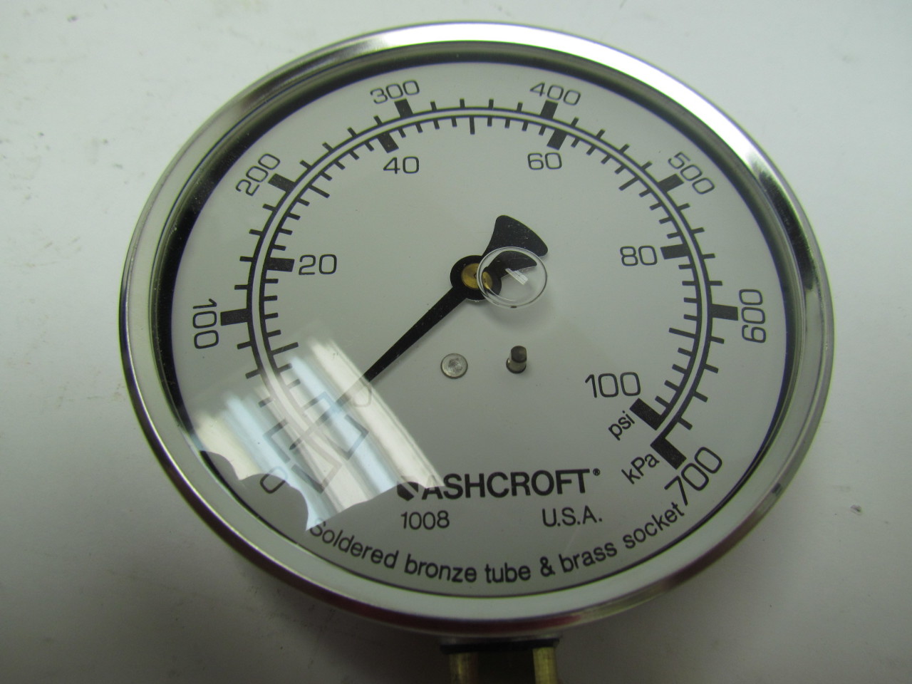 Ashcroft 101008 A 02L 100mm 1/4"npt 0100psi Pressure Gauge Liquid