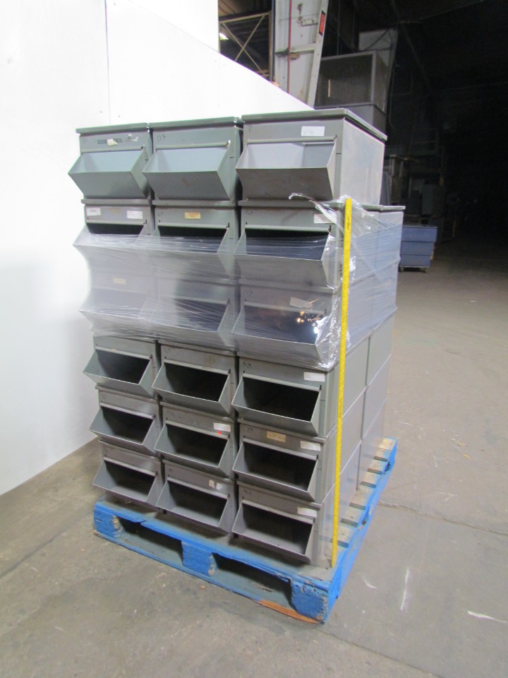 12"W 20"D 10"H Gray Industrial Steel Open Front Stackable Storage Bins