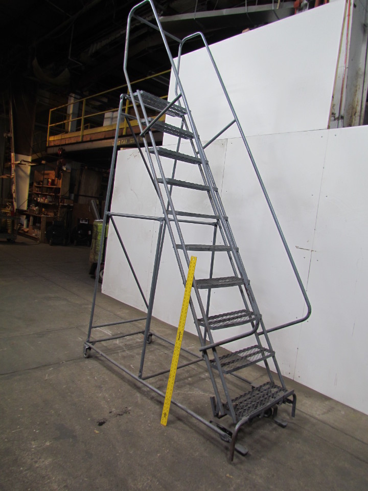 10 Step Rolling ladder safety warehouse 100" Platform Height eBay