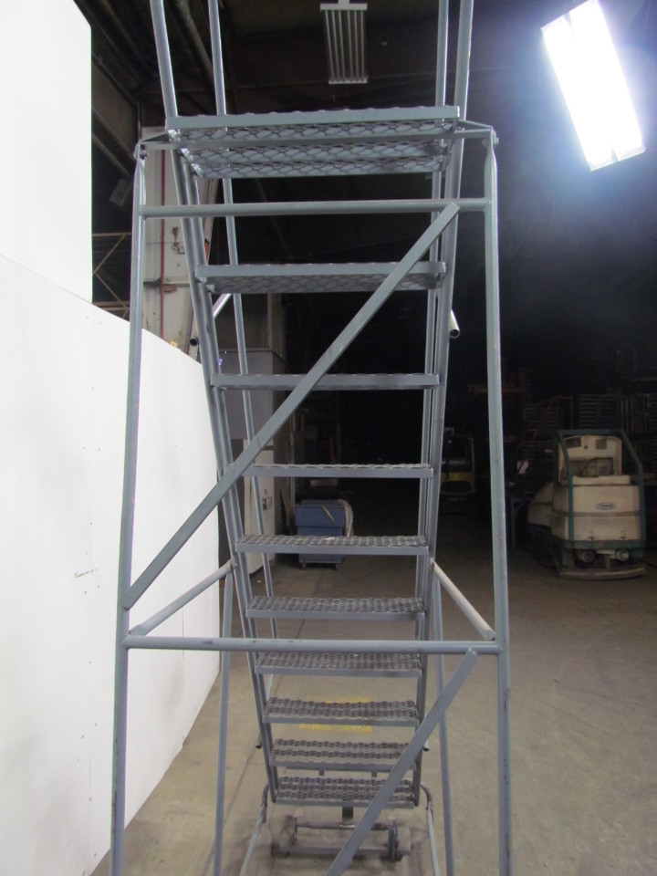 10 Step Rolling ladder safety warehouse 100" Platform Height eBay