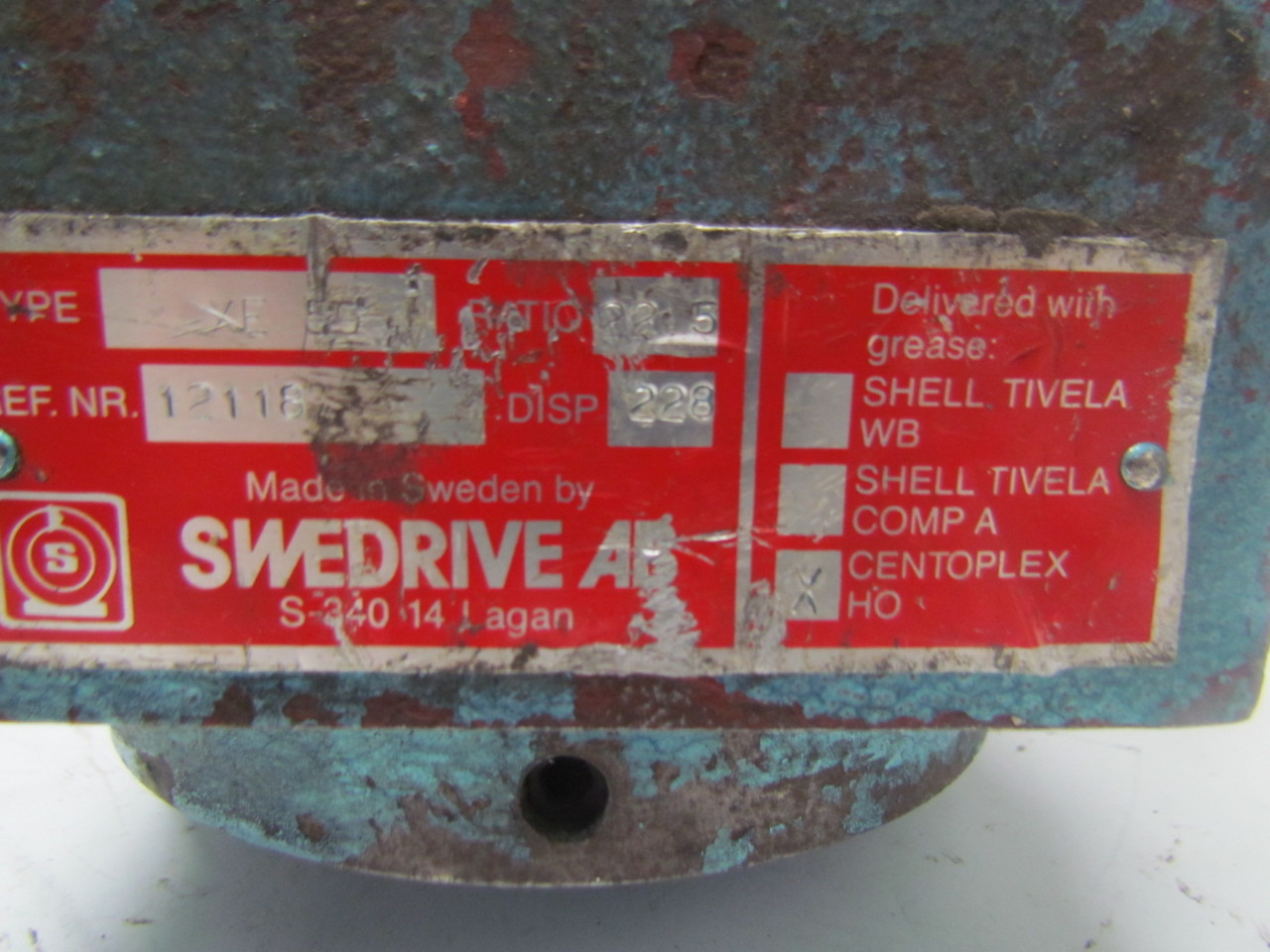 Swedrive AB XE 50 Worm gear speed reducer box 22.5 ratio 9/16" keyed shaft