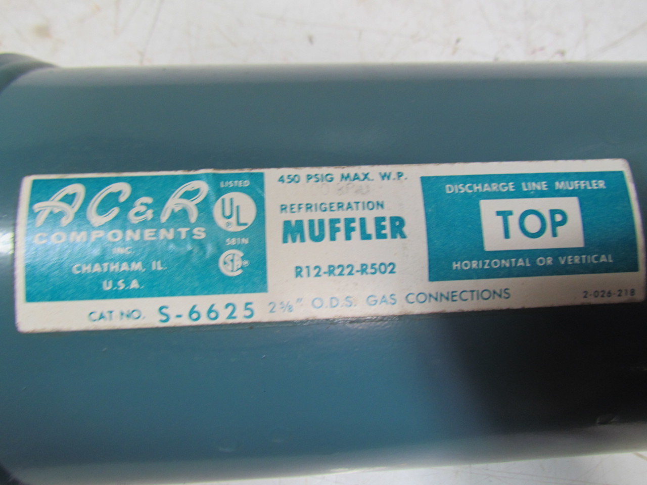 AC&R components S6625 Refrigeration Discharge Line muffler 450PSI Max