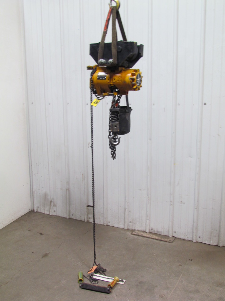 IR Ingersoll Rand 1/2 Ton Air Pneumatic Chain Hoist Trolley 13'6"Lift