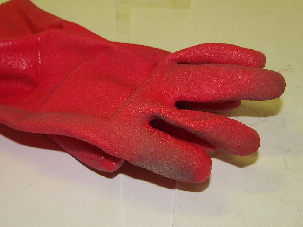 12Pair Cotton Lined PVC Coated Gloves Size Medium 11in long Soft