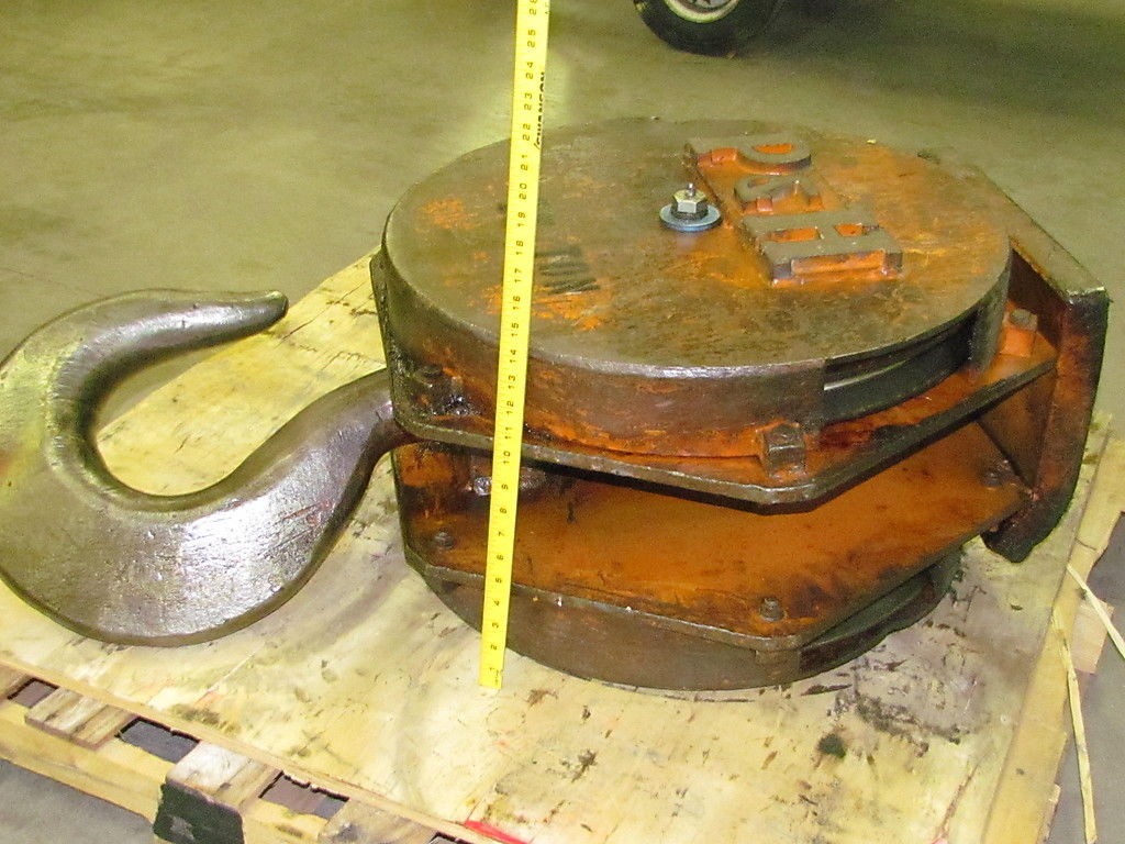 P&H 2Sheave Crane Hoist Hook Wire Rope Bottom Block 45" Long Weight