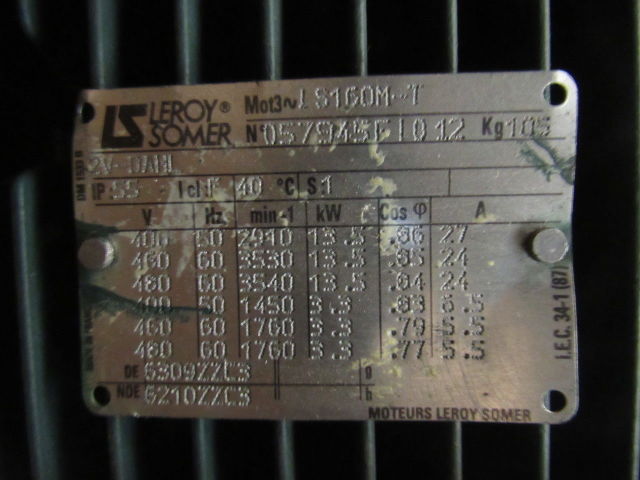 Leroy Somer MOT3 LS160M-T 18HP 13.5kW 3PH 400-460-480V 3540RPM Electric