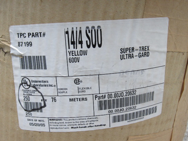 Cavo Di Alimentazione Flessibile TPC Super-Trex Ultra Gard 16/4C SOOW – 10 Piedi – Giallo
