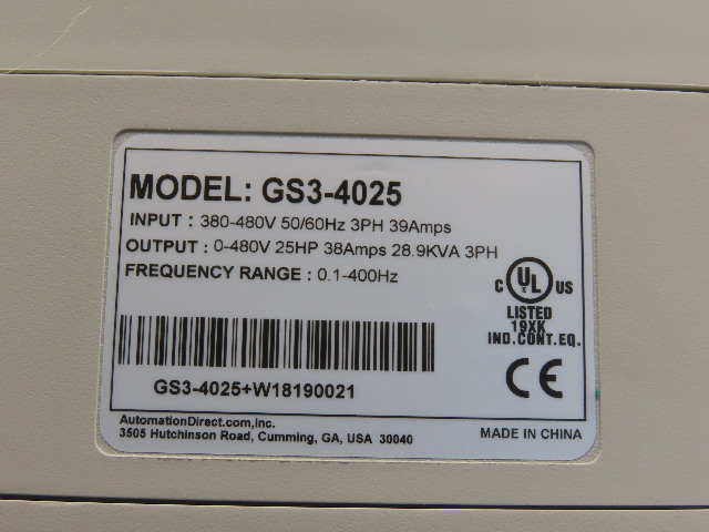 Automation Direct GS3-4025 Dura Pulse 25HP Variable Frequency AC Drive