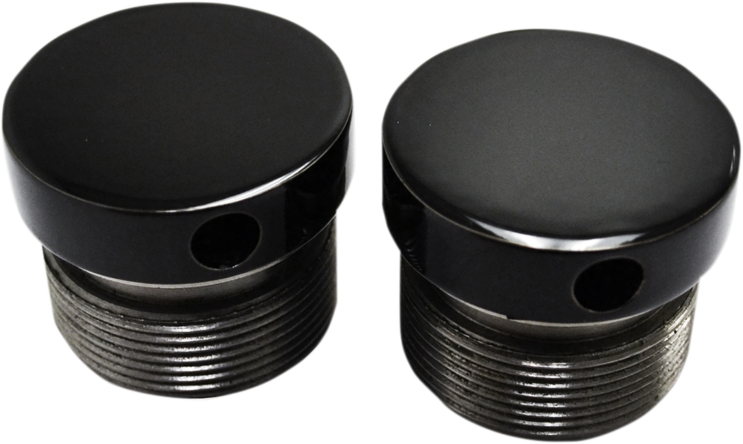 La Choppers Gloss Black 39mm Fork Tube Caps 8415 Harley Dyna Sportster