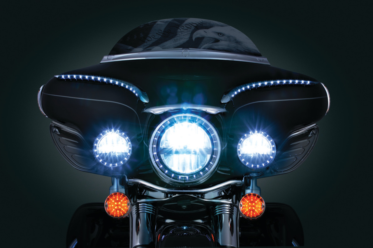 Kuryakyn LED Halo Headlight Light Trim Ring 9416 Harley FLSTN FLST FLS 7750 JT's CYCLES