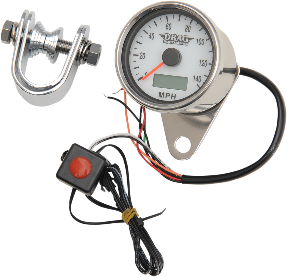 Drag Specialties White Face Speedo Electronic Motorcycle Speedometer