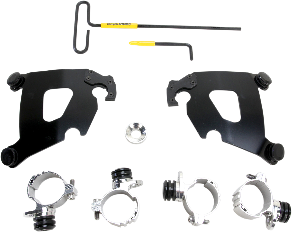 Memphis Shades Black Trigger Lock Cafe Fairing Mount Kit 1119 Harley