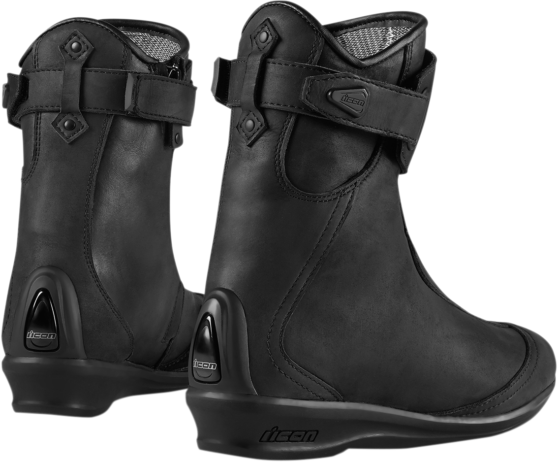 Womens Icon Black Armored Eastside Leather Motorcycle Riding Street