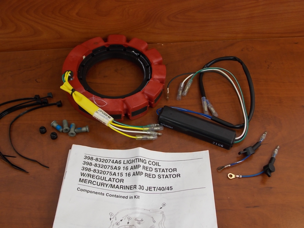 NEW Mercury Quicksilver Red Stator Kit 16 AMP 30 HP Jet 40 45 HP 398