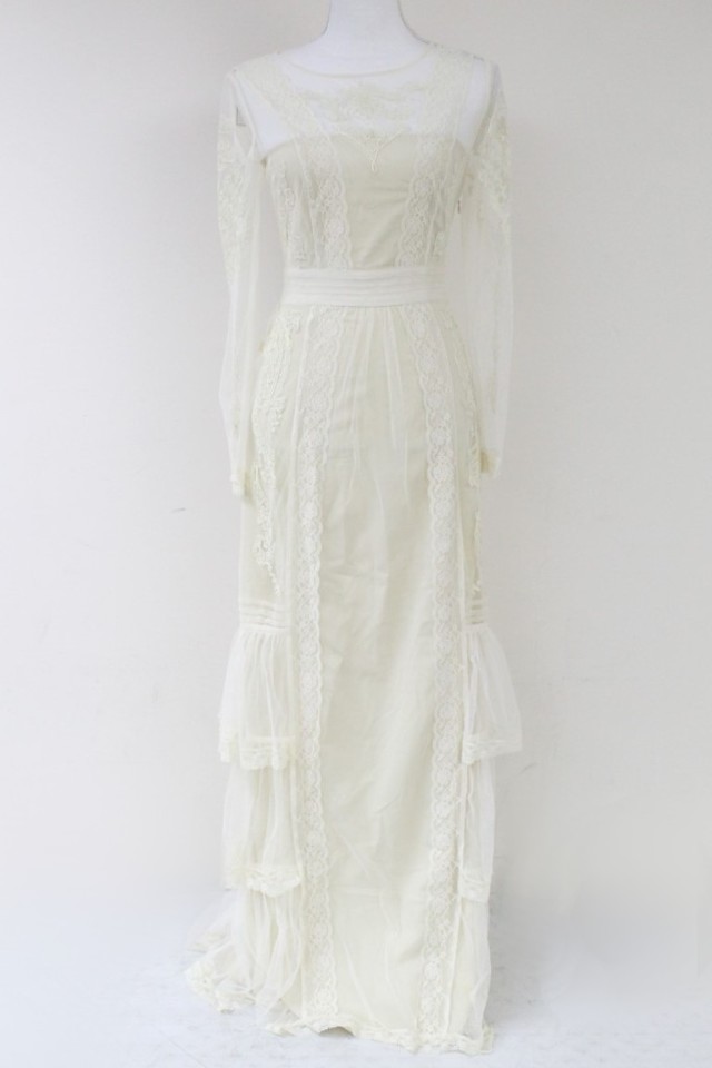 TEMPERLEY LONDON D14CBOTD1660 IVORY LONG SLEVE BOTANICAL DRESS SIZE 4 UK 8