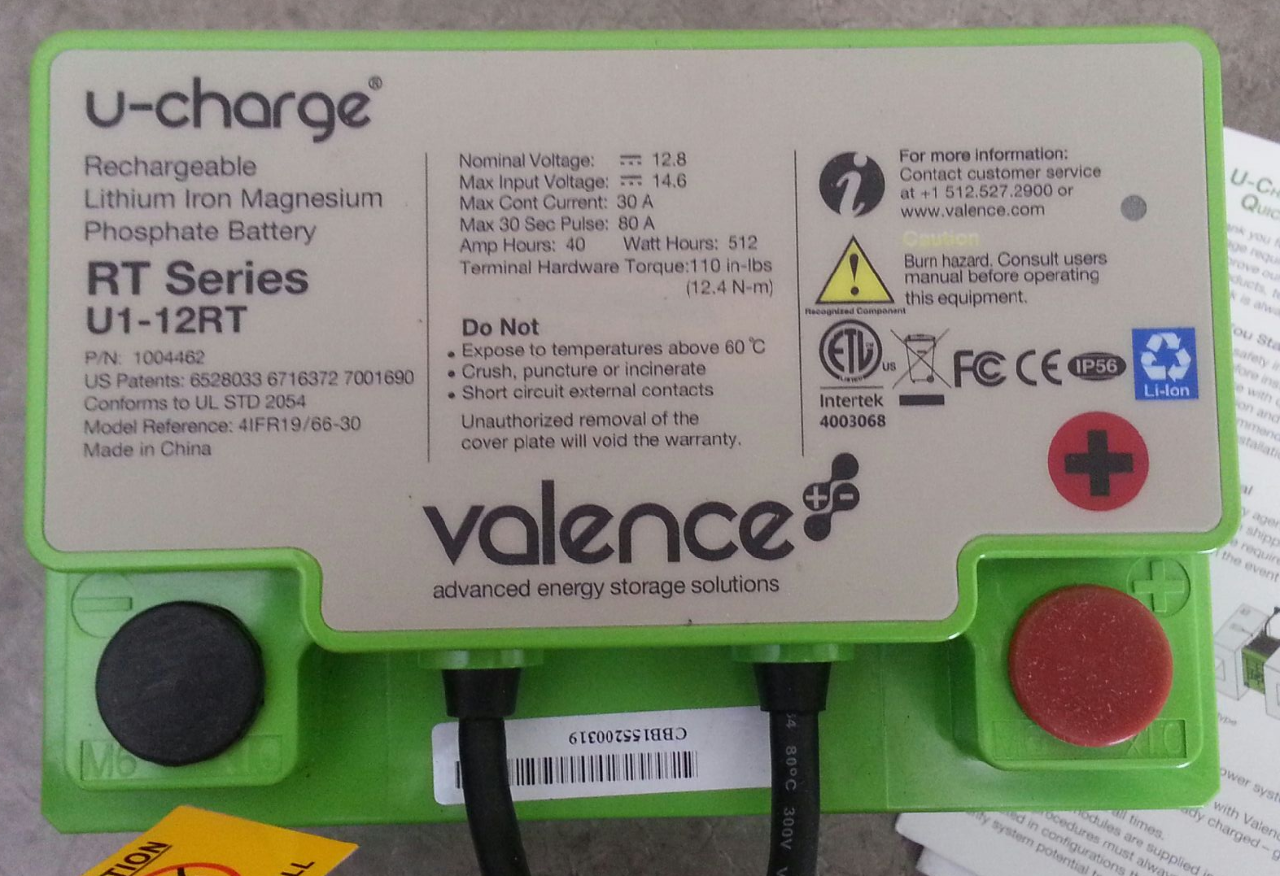 VALENCE UCHARGE RECHARGEABLE LITHIUM BATTERY 12.8V U112RT AS IS