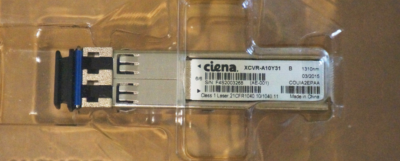 CIENA GBE 10KM 1310NM SFP TRANSCEIVER XCVRA10Y31 B COUIA2EPAA eBay