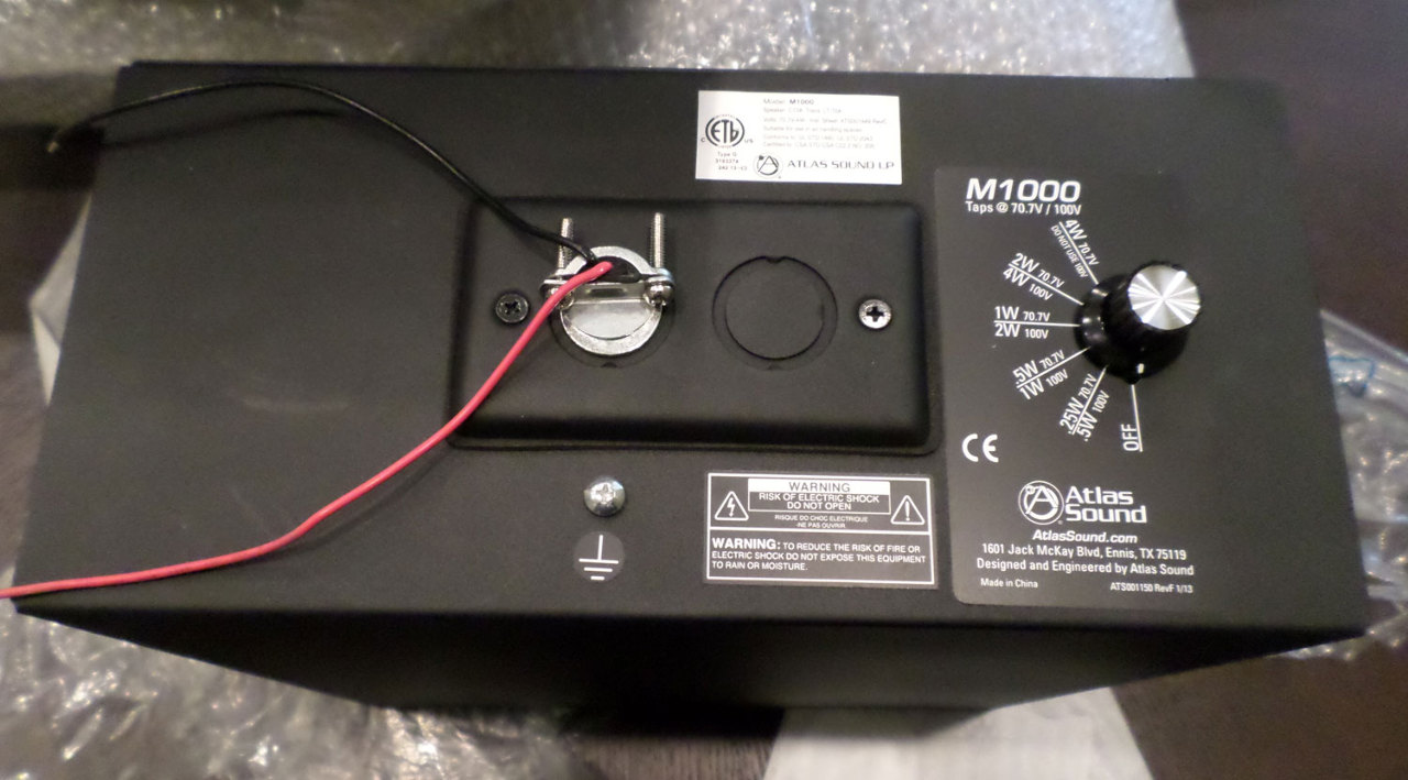 ATLAS SOUND M1000 8" DUAL CONE SOUND MASKING SPEAKER W/70.7V 4W