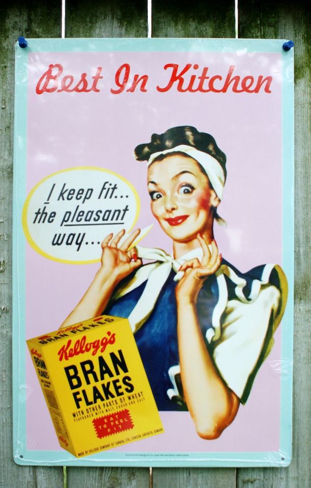 Kelloggs Ad Tin Sign Kitchen Home Decor 50s Happy Hostess Classic 14A Kelloggs Ad Tin Sign Kitchen Home Decor 50s Happy Hostess Classic 14A