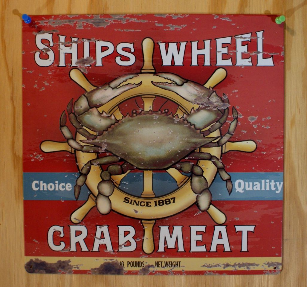 Ships Wheel Crab Meat Tin Sign Kitchen Decor Sea Food Adver Ad B26 Ships Wheel Crab Meat Tin Sign Kitchen Decor Sea Food Adver Ad B26