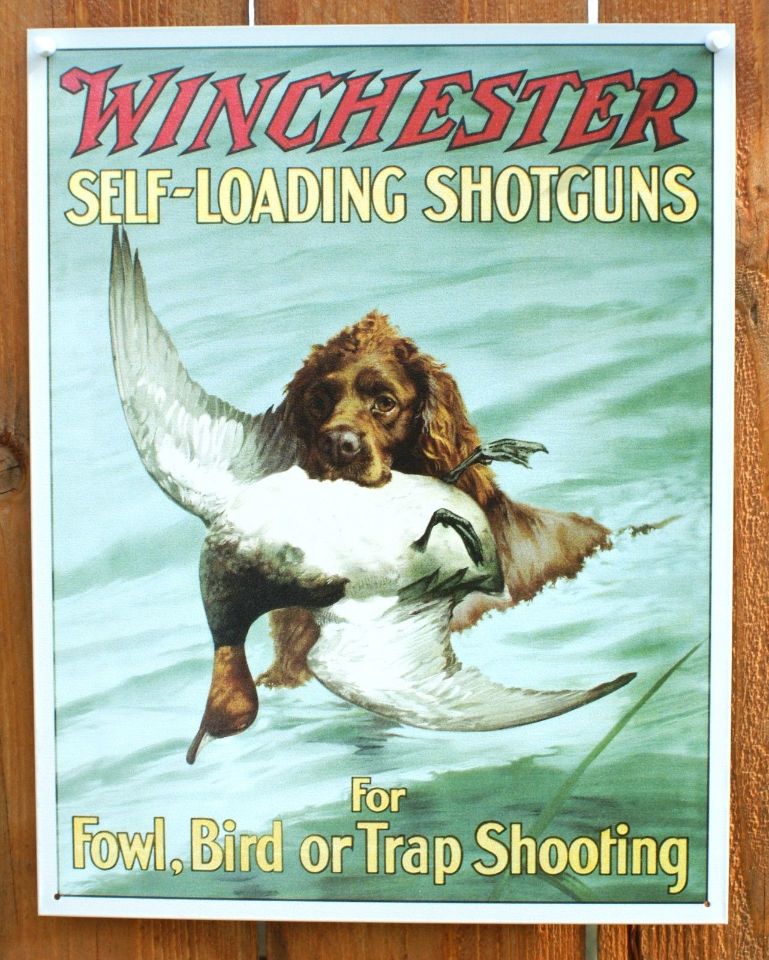 Winchester Auto loading Shotguns Tin Sign Trap Shooting Duck Hunting Ammo B27 The Wild Robot!