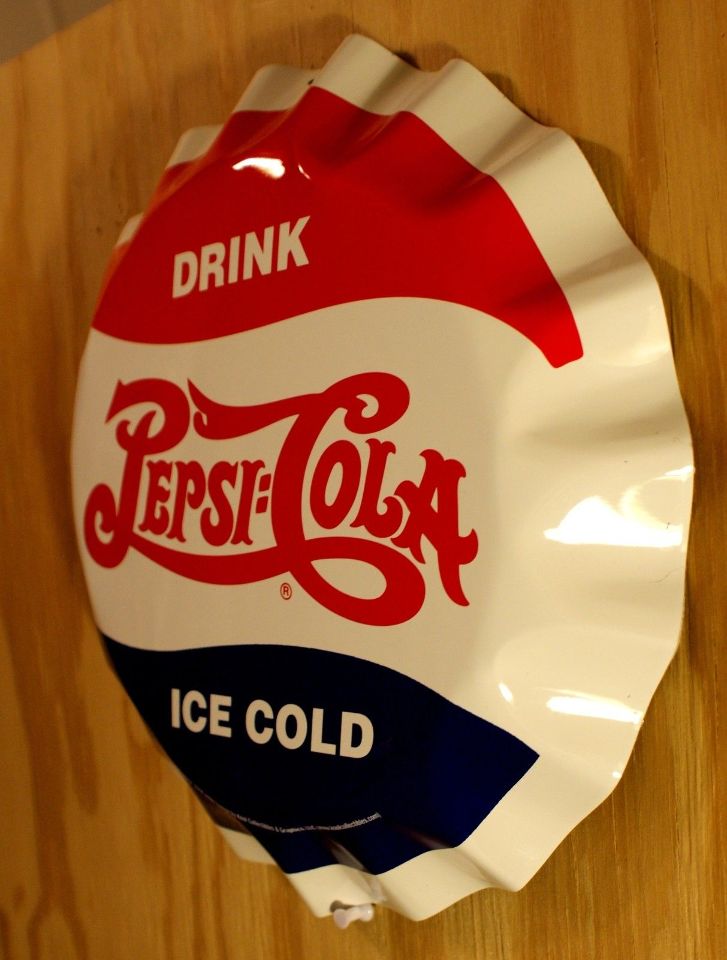 Pepsi Bottle Cap Tin Metal Sign Soda Pop Drink Kitchen Home Decor Cola