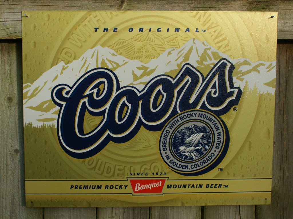 The Original Coors Gold Label Beer Tin Sign Bar Garage Man Cave Classic