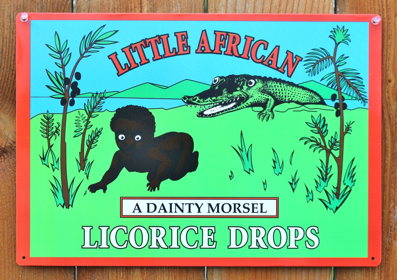 Little African Licorice Drops Tin Sign Black Americana Vintage Styled