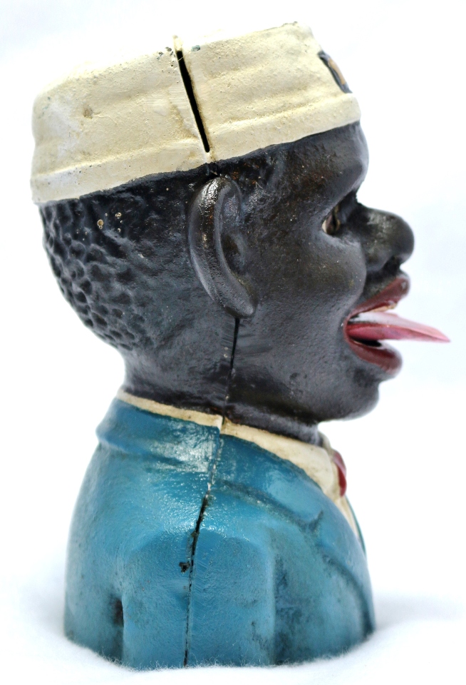 Large Cast Iron Black Americana Bellhop Mechanical Piggy Bank