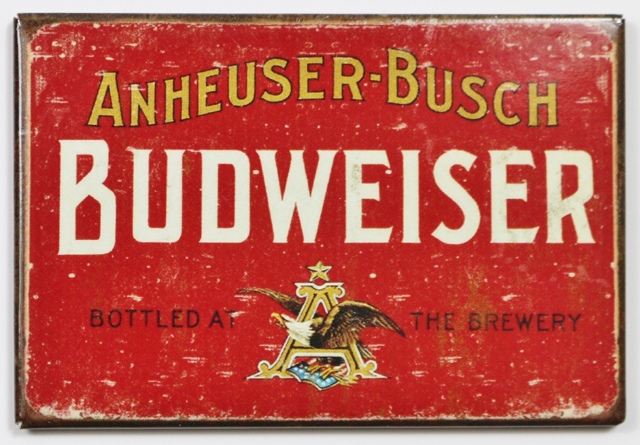 Anheuser Busch Budweiser Beer FRIDGE Brewery Label AD Bar