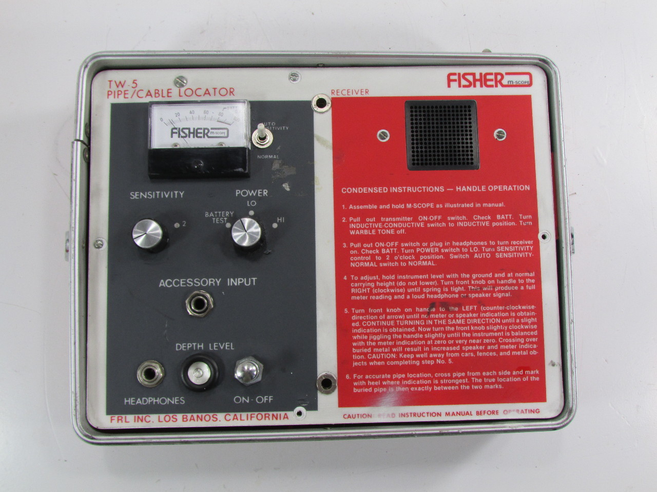 FISHER M SCOPE TW5 TRANSMITTER BATTERY TEST METER TW5 PIPE/CABLE