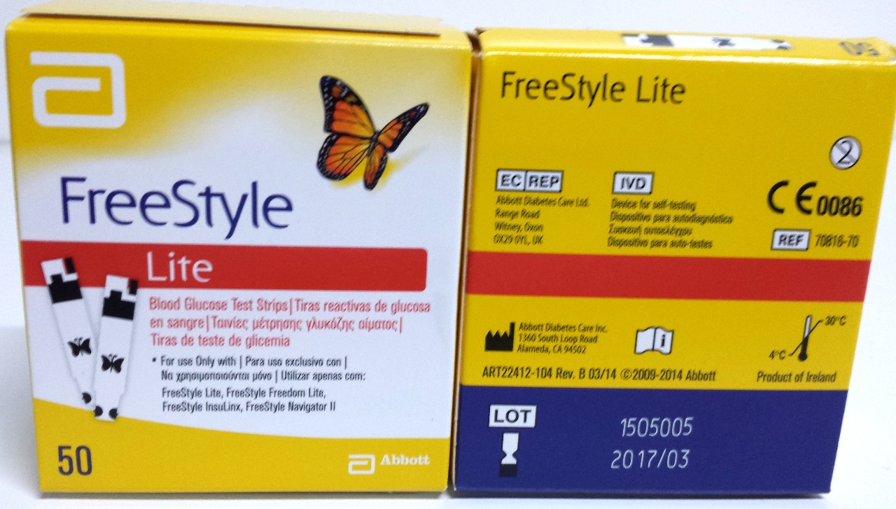 * 50 FREESTYLE LITE DIABETIC TEST STRIPS FACTORY SEALED EXP. 032017
