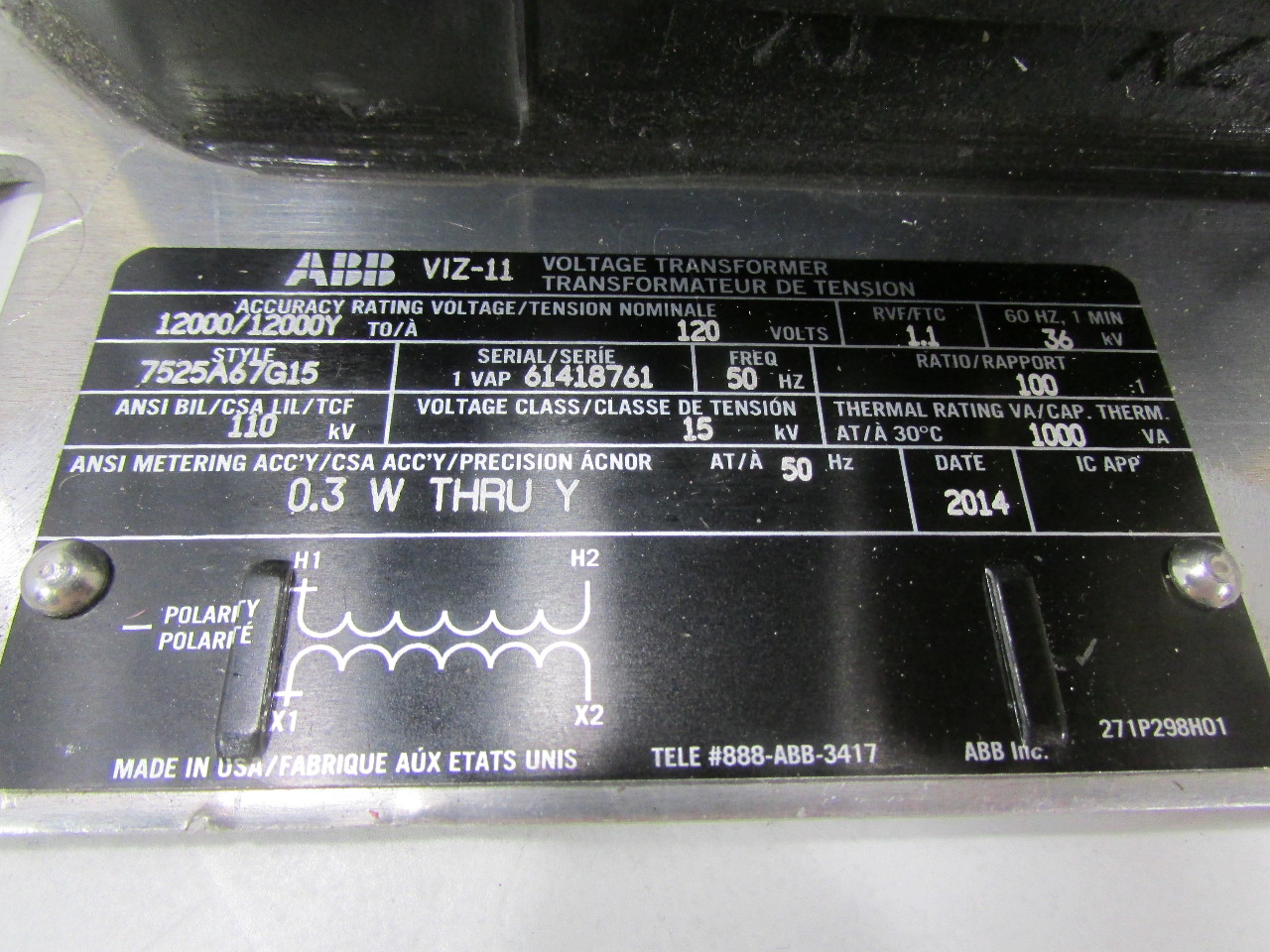 ABB VOLTAGE TRANSFORMER VIZ11 120 VOLTS WITH EATON FUSE 15CLPT.5 eBay