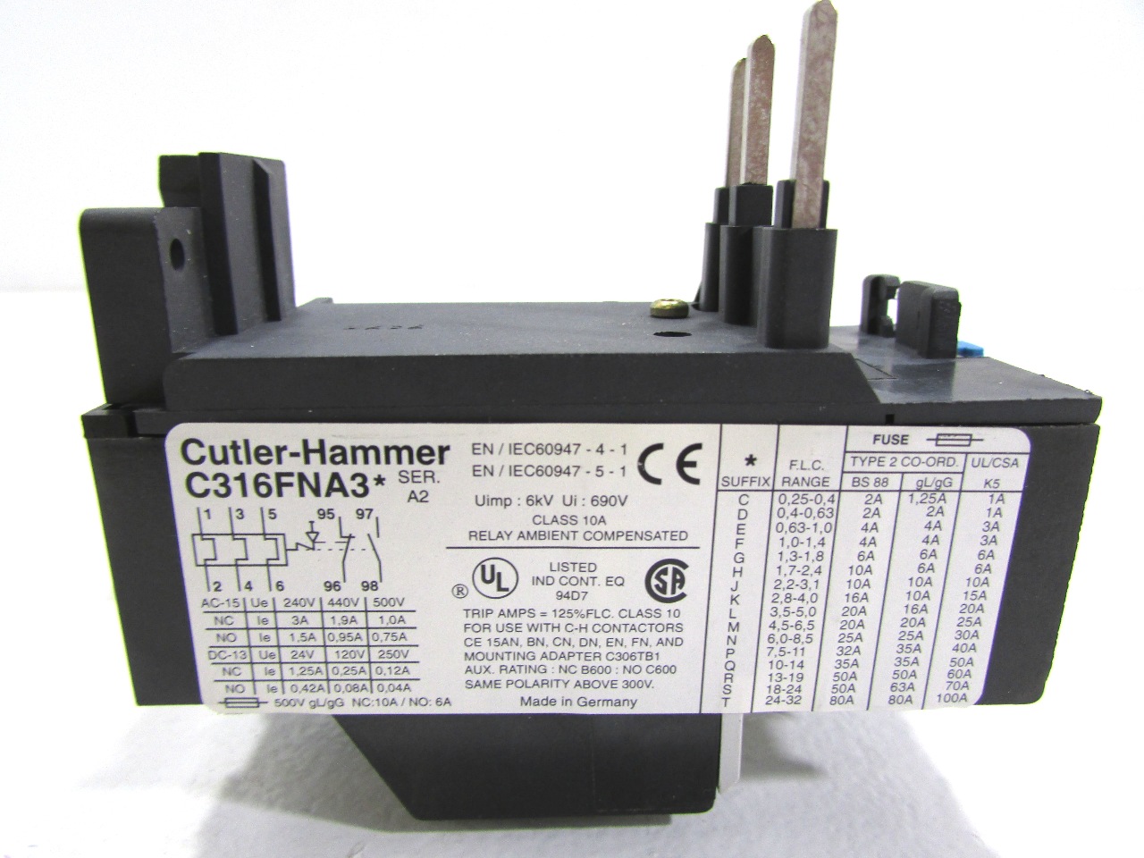 * NEW EATON CUTLER HAMMER C316FNA3 C316FNA3K THERMAL OVERLOAD RELAY
