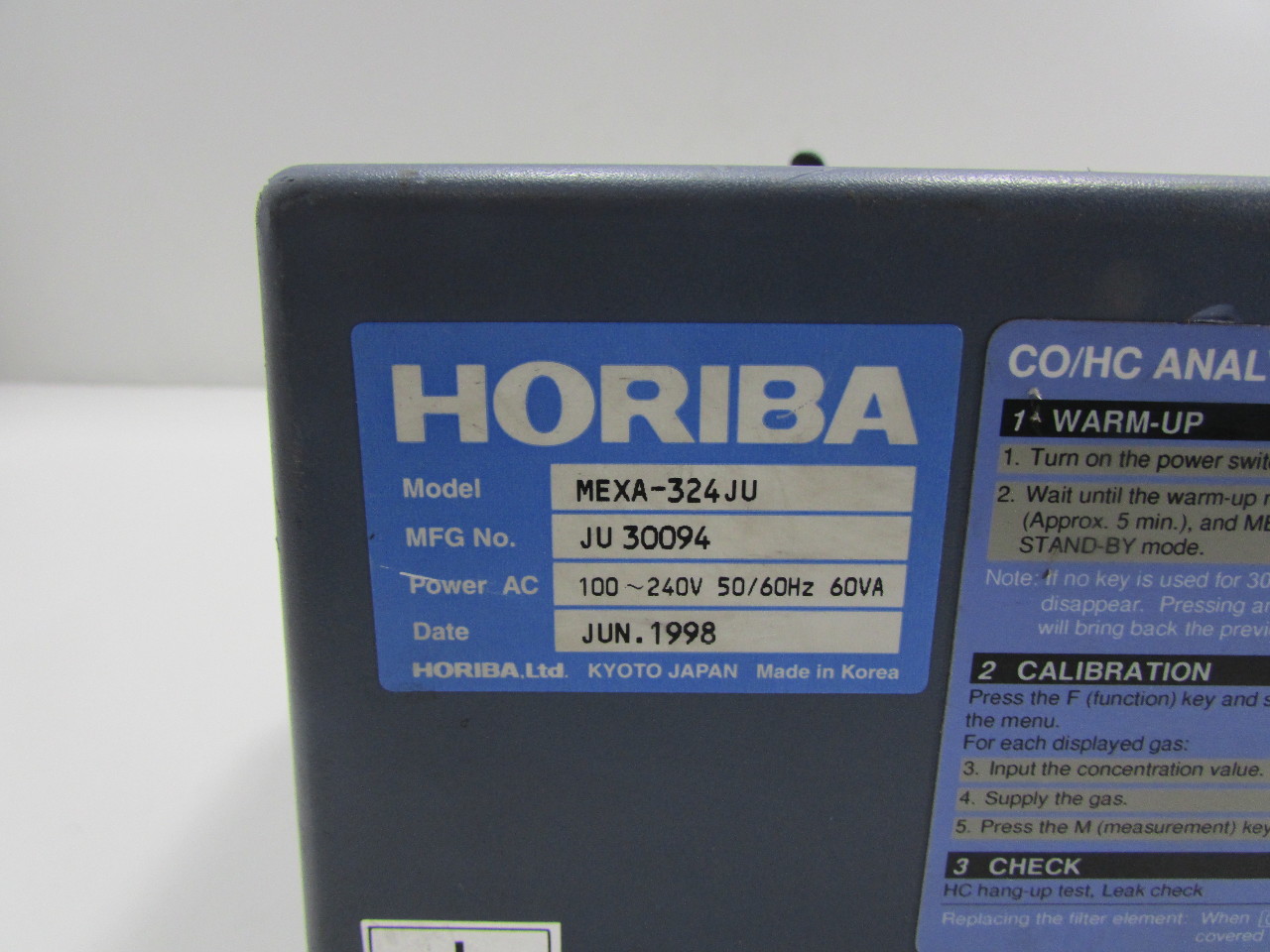 HORIBA AUTOMOTIVE EMISSION ANALYZER MEXA324JU Premier Equipment