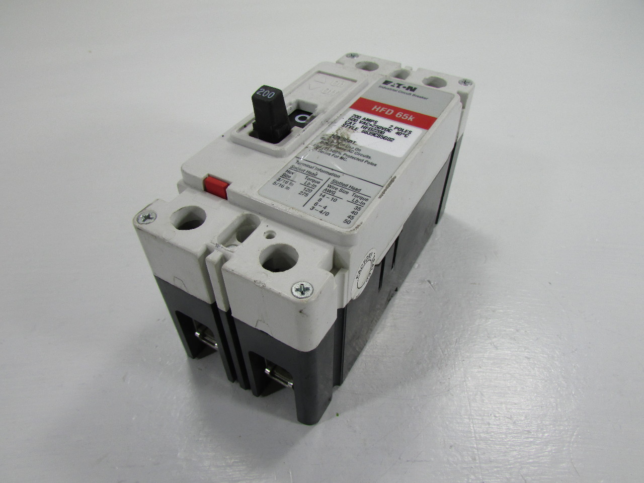 EATON HFD65k CAT HFD2200 INDUSTRIAL CIRCUIT BREAKER 200 AMPS 2 P0LES Premier Equipment