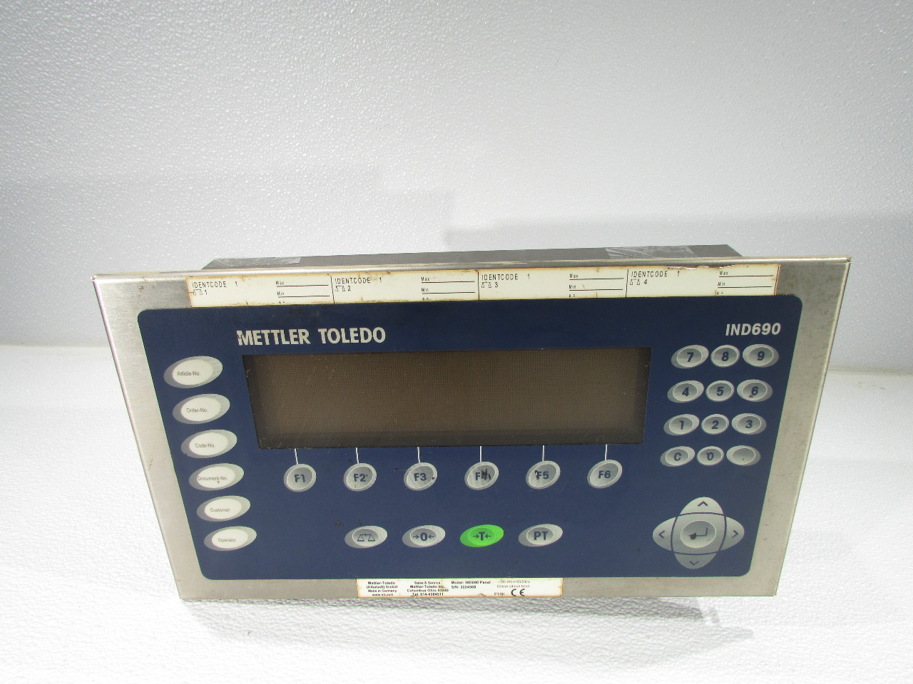 METTLER TOLEDO IND690 PANEL SCALE ...