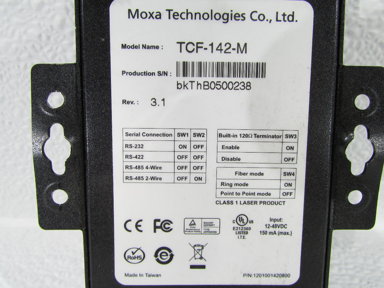 MOXA TECHNOLOGIES TCF-142-M SERIAL TO FIBER CONVERTER RS-232/422/485 | eBay